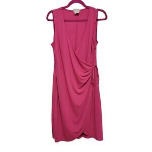 VTG Pink Sleeveless Wrap Dress Large